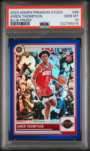 2023 Panini Hoops Premium Stock Blue Prizm Amen Thompson #86 RC /120 PSA 10