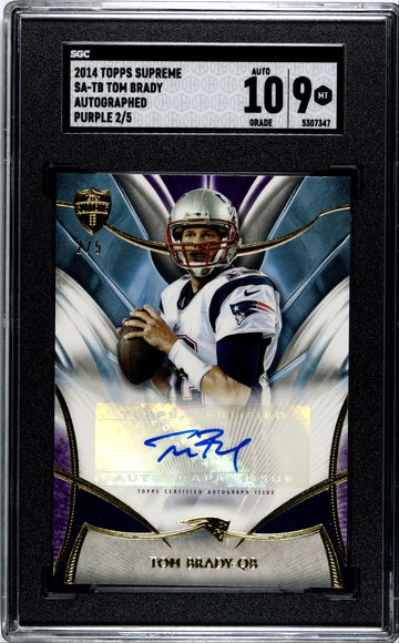 2014 TOPPS SUPREME TOM BRADY PURPLE 2/5 SGC 9