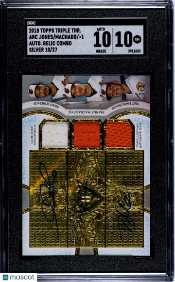 2018 Topps Triple Threads Machado Mancini Jones #ARC-AMT Autograph Relic Combo Silver SGC 10 Auto 10