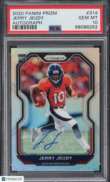 2020 Panini Prizm Jerry Jeudy #314 Autograph PRIZM AUTO Rookie SILVER PSA 10
