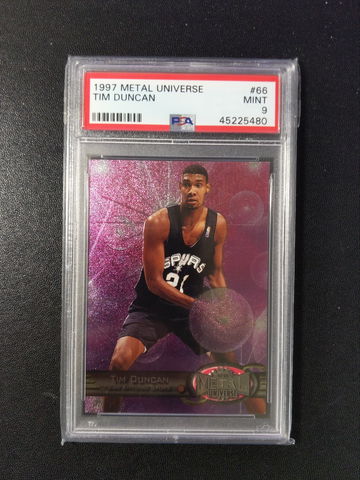 1997 Metal Universe #66 Tim Duncan PSA9