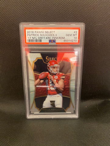 2016 Panini select Patrick Mahomes 11 XRC Prism silver PSA 10