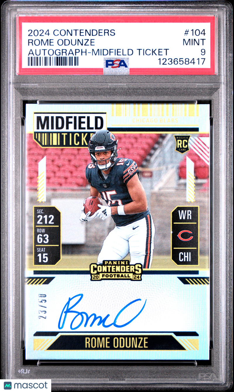 2024 Panini Contenders Rome Odunze #104 Autograph Midfield Ticket