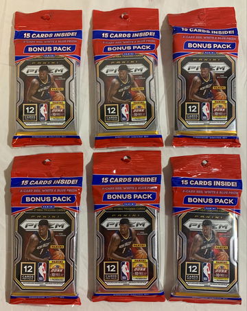 6 x 2020-2021 Panini Prizm NBA Basketball 15-Card Cello Fat Pack