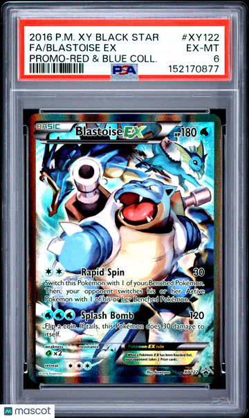 2016 Pokemon Xy Black Star Promo Blastoise EX Promo-Red & Blue Coll. Fa PSA 6 #XY122