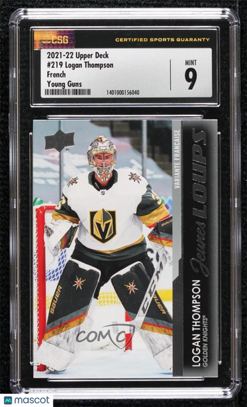 2021-22 Upper Deck Series 1 Logan Thompson #219 French Parallel/Variety Rookie Base Set CSG 9