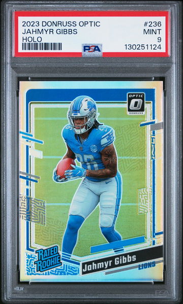 2023 Donruss Optic Rated Rookie Holo Jahmyr Gibbs #236 PSA 9