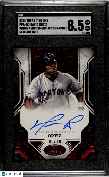 2025 Topps Tier One David Ortiz #PPA-DO Prime Performers Autograph Red Foil /10 SGC 8.5