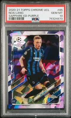 2020 TOPPS CHROME UEFA CHAMPIONS LEAGUE SAPPHIRE NOA LANG PURPLE #85 RC PSA 10