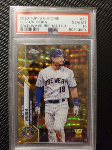 2020 Topps Chrome Keston Hiura Gold Wave Refractor PSA 10