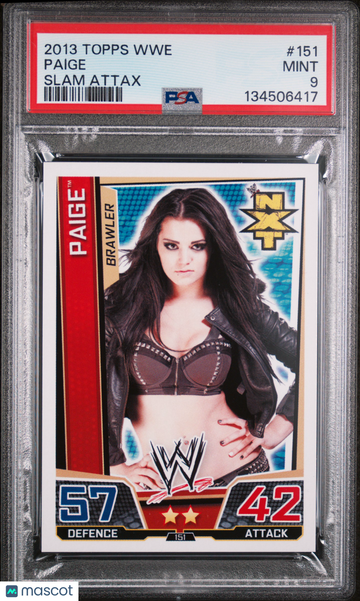 2013 Topps WWE Slam Attax Paige #151 Rookie PSA 9