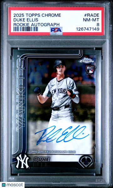 2025 Topps Chrome Rookie Autographs Duke Ellis #RADE PSA 8