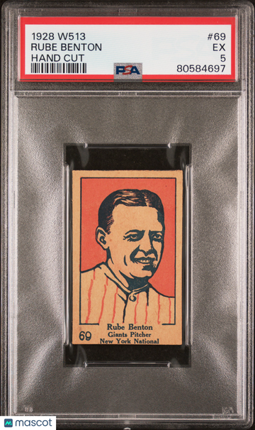 1928 W513 Hand Cut Rube Benton #69 Hand Cut PSA 5