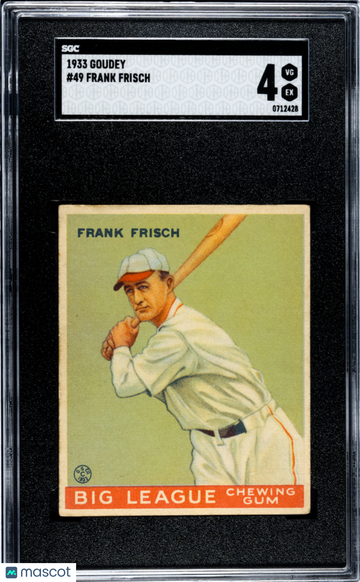 Graded 1933 Goudey Frank Frisch #49 SGC 4 Baseball Card