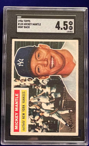 1956 Topps #135 Mickey Mantle Gray Back SGC 4.5