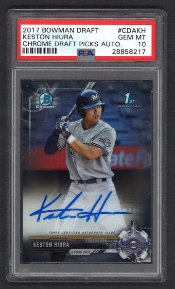 2017 Bowman Draft Keston Hiura Chrome Draft Picks Auto PSA 10