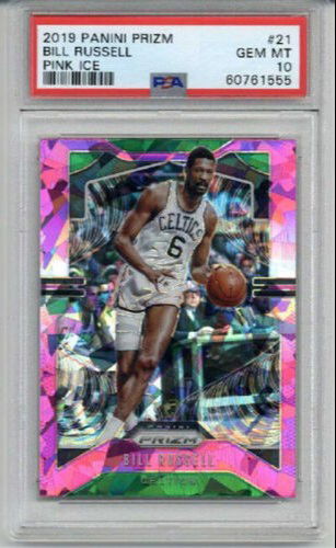 2019 PANINI PRIZM PINK ICE #21 BILL RUSSELL CARD BOSTON CELTICS PSA 10 LOW POP
