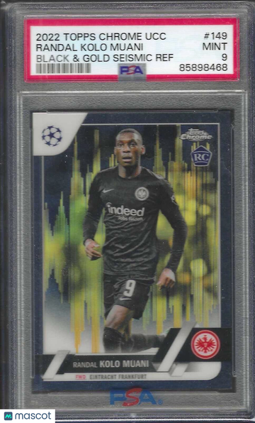 2022-23 Topps Chrome UEFA Club Competitions Randal Kolo Muani #149 Black & Gold Seismic Ref PSA 10