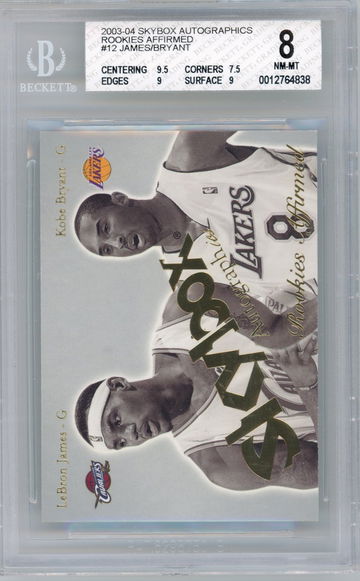 2003-04 Skybox Autographics Rookies Affirmed #12 Lebron James/Kobe Bryant - BGS 8