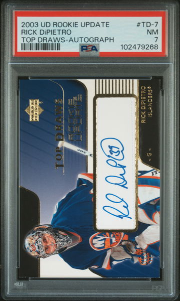 2003 Upper Deck Rookie Update Top Draws Autograph Rick Dipietro #TD-7 PSA 7