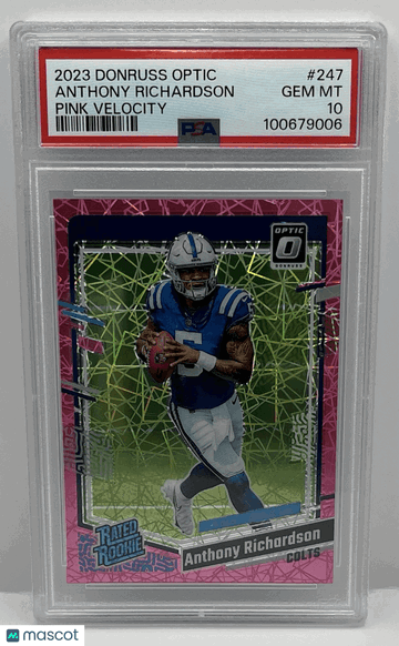 2023 OPTIC RATED ROOKIE PINK VELOCITY Anthony Richardson #247 Pink Velocity Rookie PSA 10