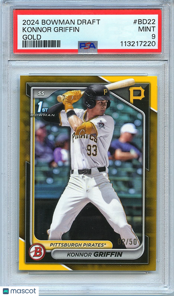 2024 Bowman Draft Konnor Griffin #BD-22 Gold Parallel/Variety Rookie Base Set PSA 9