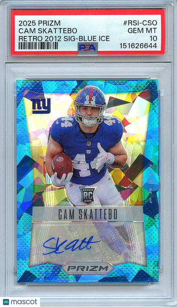 2025 Panini Prizm Cam Skattebo #RSI-4 Blue Ice Prizm Parallel/Variety Rookie Insert PSA 10