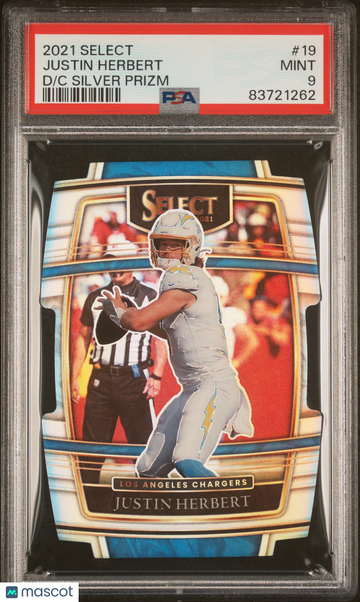 2021 Panini Select Justin Herbert #19 D Silver Prizm PSA 9