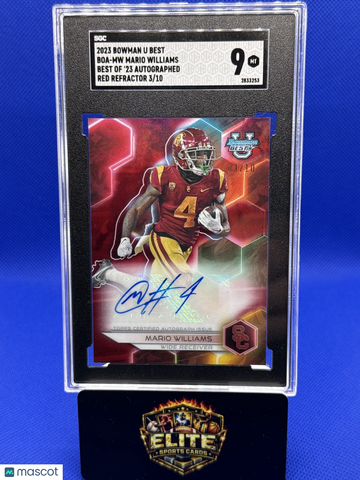 2023 Bowman University Best Mario Williams #BOA-MW Best of 2023 Autographs Red Geometric SN AU SGC 9