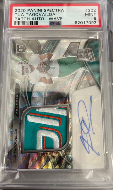 2020 spectra Tua tagovailoa PSA 9 patch auto wave 