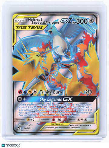 2019 Pokemon—Moltres & Zapdos & Articuno GX #66/68 Hidden Fates—Ultra Rare Holo