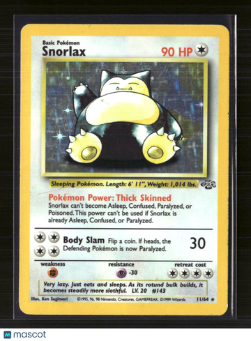 1999 Jungle Snorlax Holo Rare #11/64