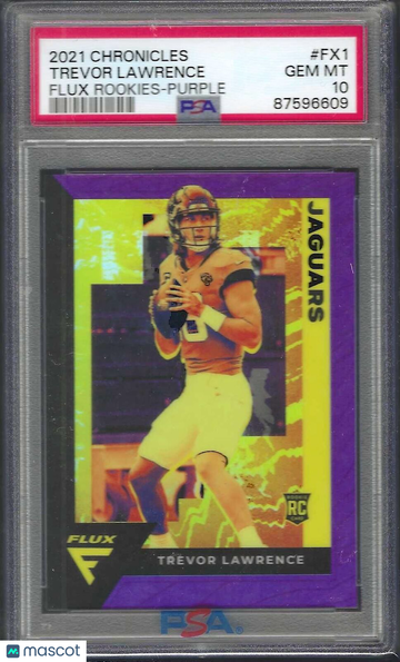 2021 Panini Chronicles Flux Rookies Trevor Lawrence #FX1 Purple PSA 10