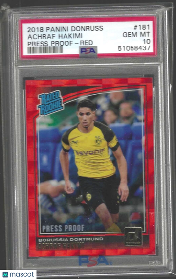 2018 Panini Donruss Achraf Hakimi #181 Press Proof Red PSA 10