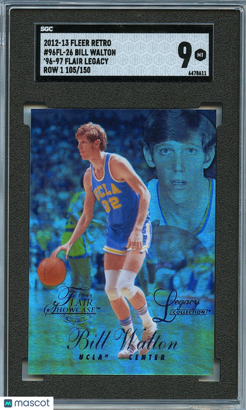 2012-13 Fleer Retro Bill Walton #96FL-26 '96 97 Flair Legacy Row 150 SGC 9