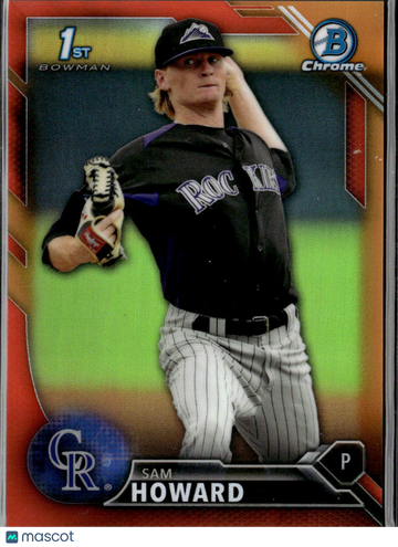 Sam Howard 2016 Bowman Chrome Orange Refractor Colorado Rockies