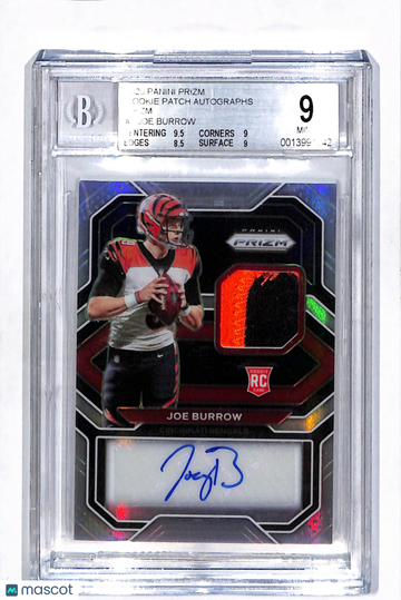 Graded 2020 Panini Prizm Joe Burrow #1 BGS 9 Auto 10 Football Card