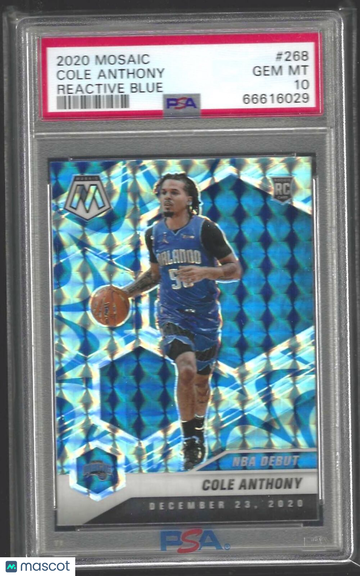 2020 Panini Mosaic Cole Anthony #268 Reactive Blue PSA 10