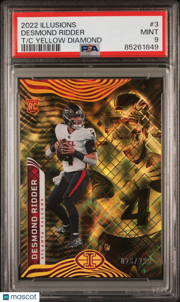2022 Panini Illusions Desmond Ridder #3 T C Yellow Diamond /299 PSA 9
