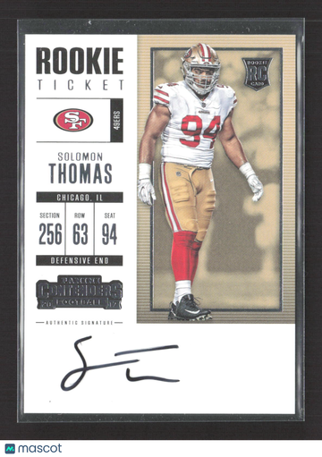 2017 Panini Contenders Football Solomon Thomas #116 RC Auto