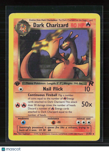 2000 Team Rocket Dark Charizard Rare 1st Edition #21/82