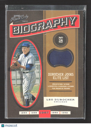2016 Panini Prime Cuts Biography Leo Durocher #BIO-LD 74/99 Game-worn material