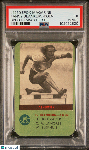 1950 Epox Magarine Sport-Kwartetspel Fanny Blankers-Koen Rookie MC PSA 5