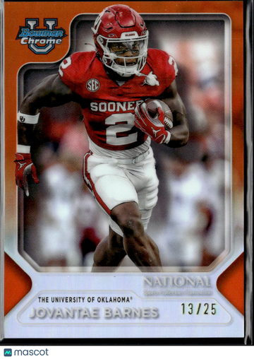 Jovantae Barnes 2023 Bowman Chrome University Orange Refractor /25 Oklahoma Sooners