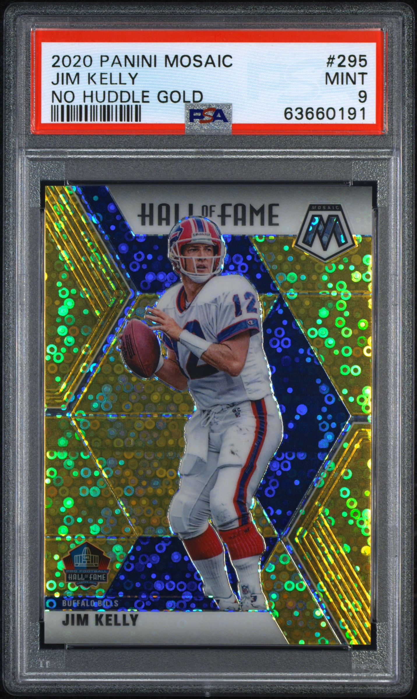 2020 Mosaic  Jim Kelly No Huddle Gold #1/10 - PSA 9