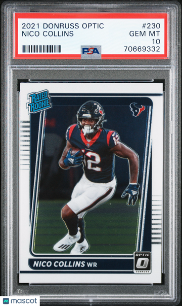 2021 Panini Donruss Optic Nico Collins Rookie #230 PSA 10 Houston Texans