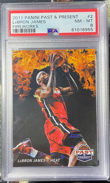 2011 Panini Past and Present Lebron James Fireworks #2 PSA 8 Cavs Lakers Heat RARE