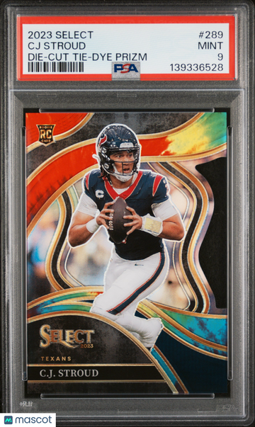 2023 Panini Select CJ Stroud #289 Die Cut Tie Dye Prizm /25 PSA 9