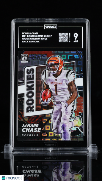 2021 Donruss Optic Gridiron Kings Rookies Ja'Marr Chase #RGK-7 Black Pandora /25 Short Print Rookie TAG 9