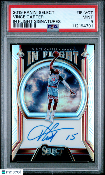2019 Panini Select In Flight Signatures Vince Carter #IF-VCT PSA 9